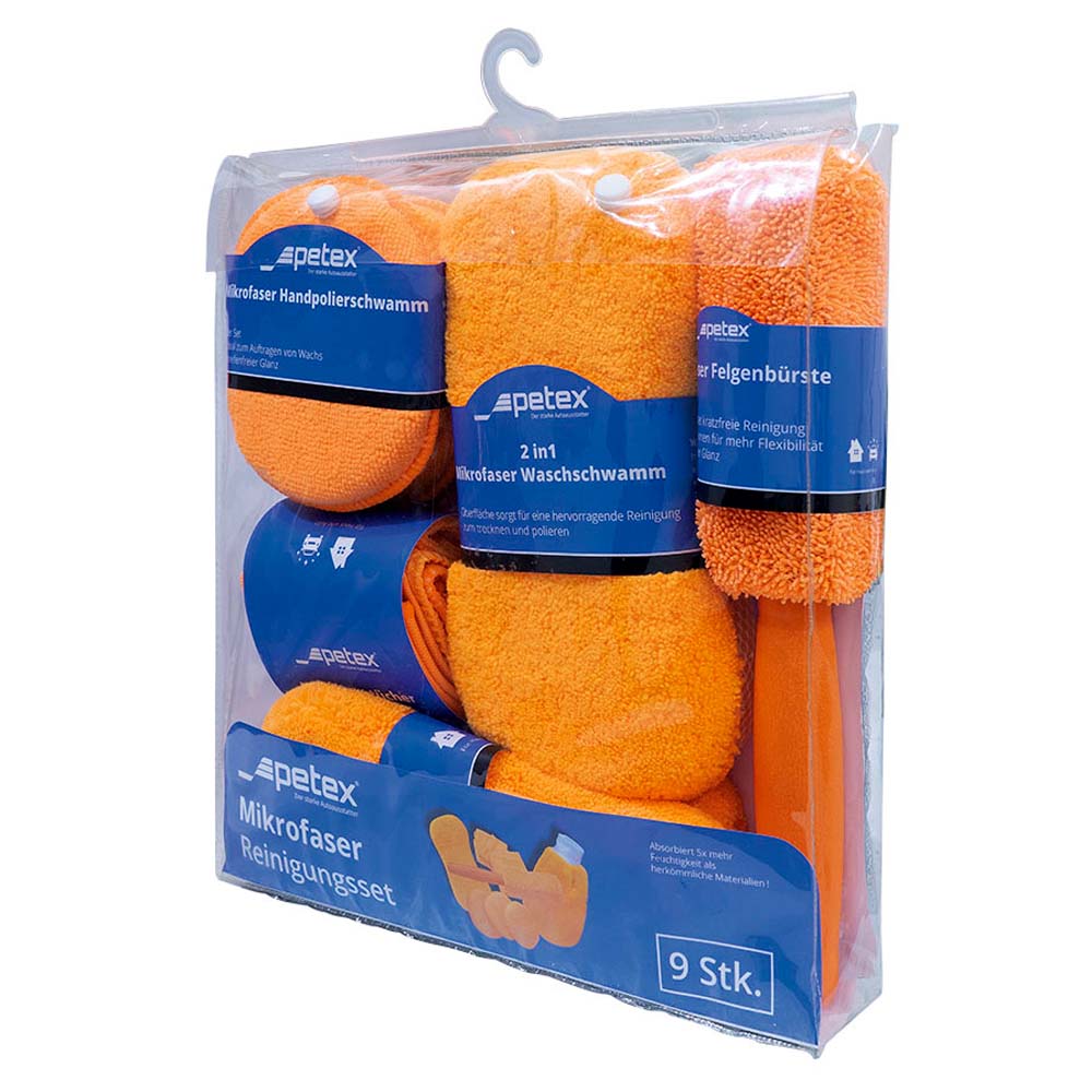 Mikrofaser Autopflegeset, 9-tlg., orange