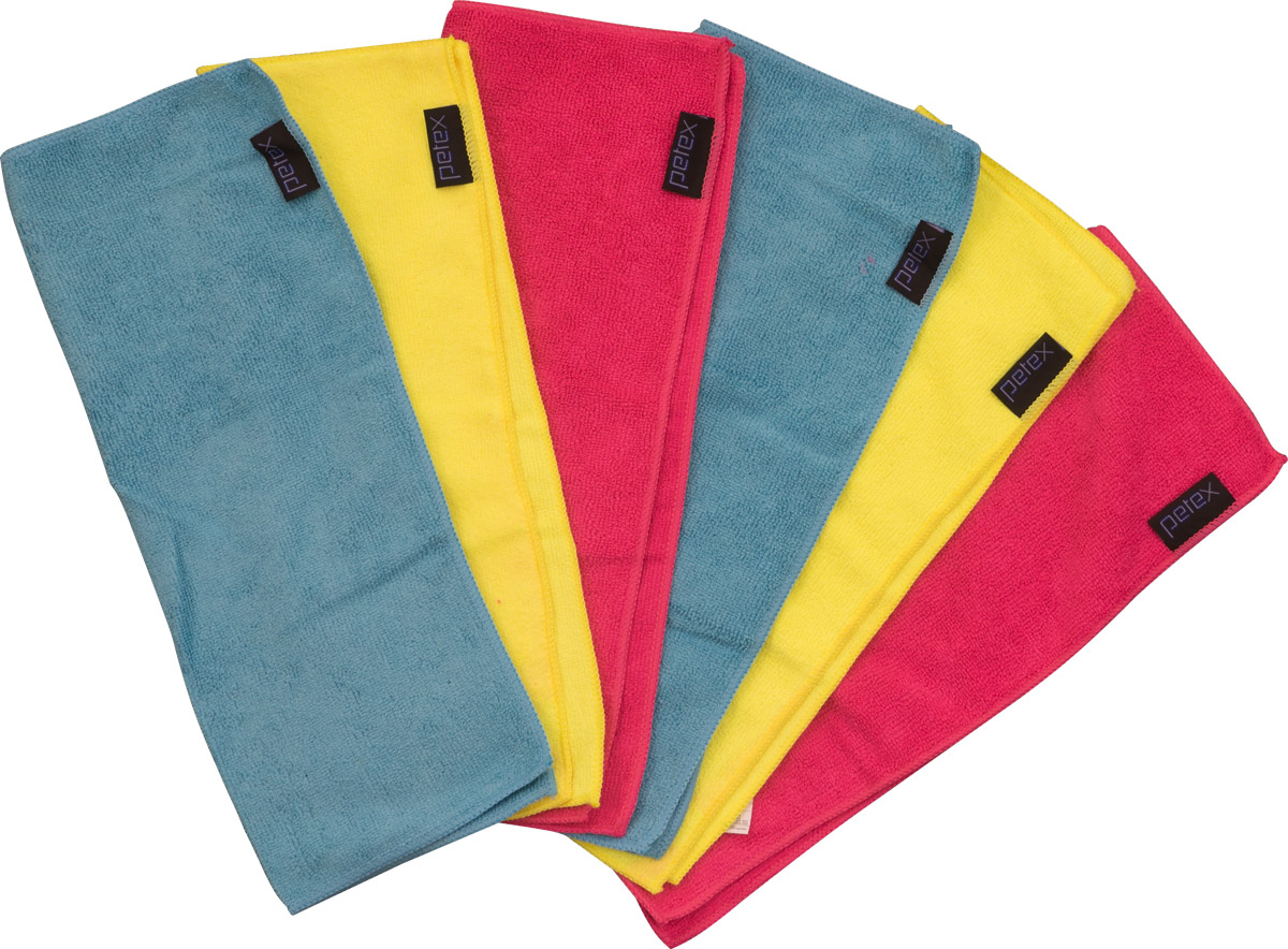 Mikrofaser Reinigungstuch, 6er Pack, ca. 40 x 30 cm, 2x rot, 2x gelb, 2x blau — Bild 3